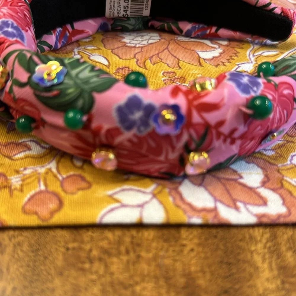 BRIANNA CANNON CHILD SIZE PINK LUAU HEADBAND WITH CRYSTALS & BEADS